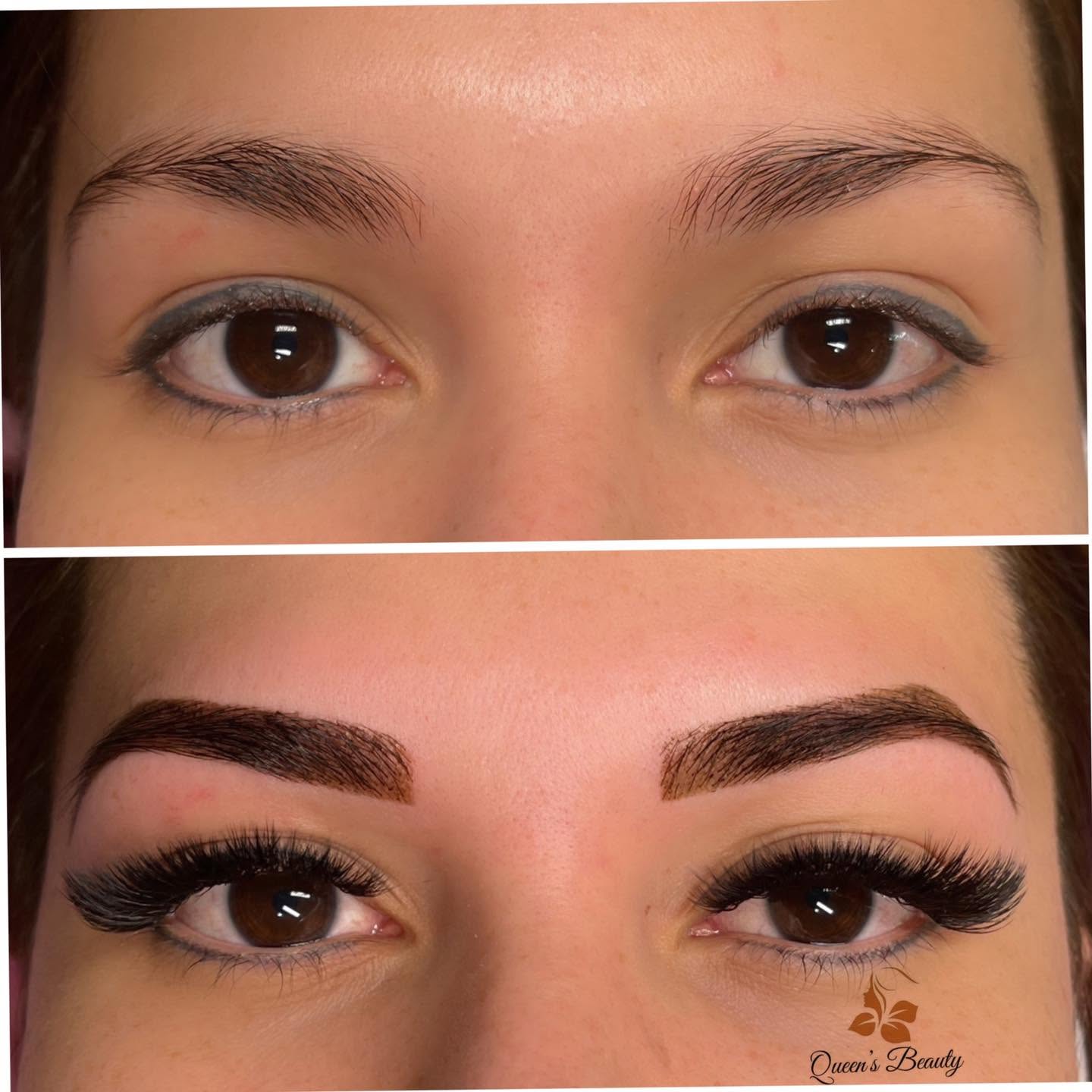 Before and after: mega volume lash extensions with henna brows